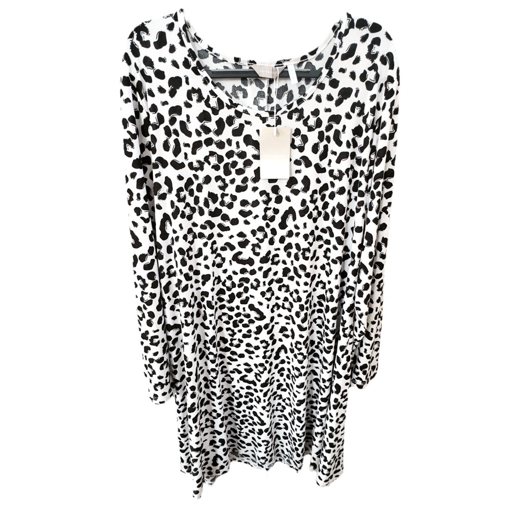 Anthology Leopard Print Scoop Neck Midi Dress Size 22 Black White NWT